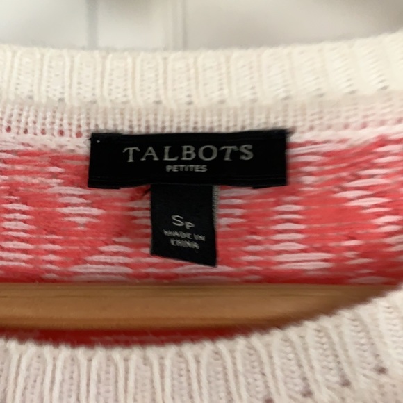 Talbots size small petite patterned lambs wool crew neck sweater classic - Picture 2 of 7